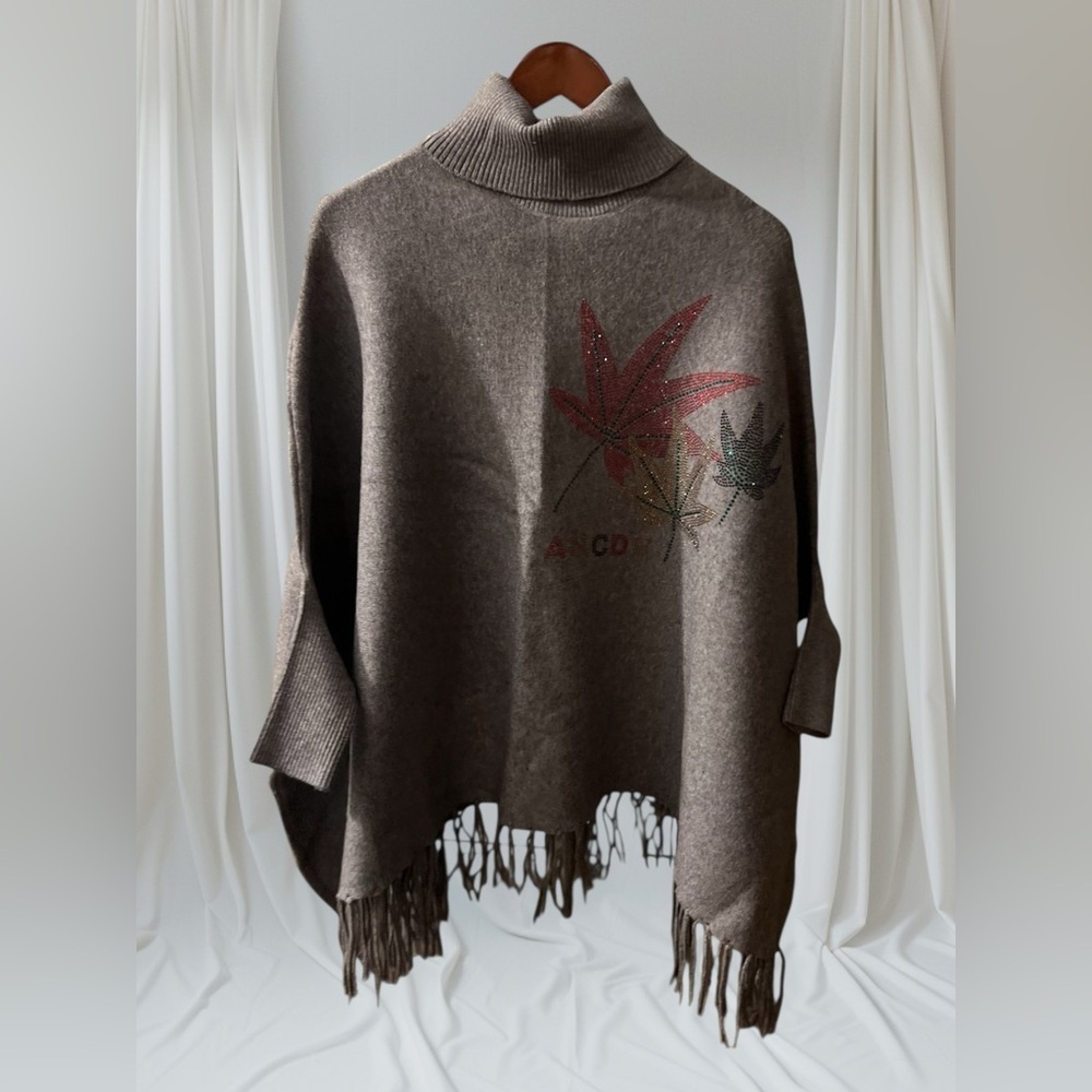 Gray Turtleneck Poncho / Cape